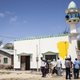 A mosque in Mombasa being painted yellow.